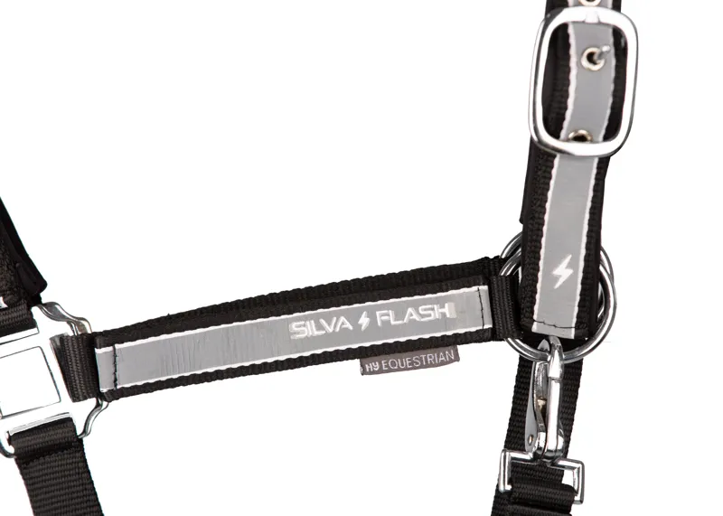 Hy Equestrian Silva Flash Head Collar - Black/Silver/Reflective-1